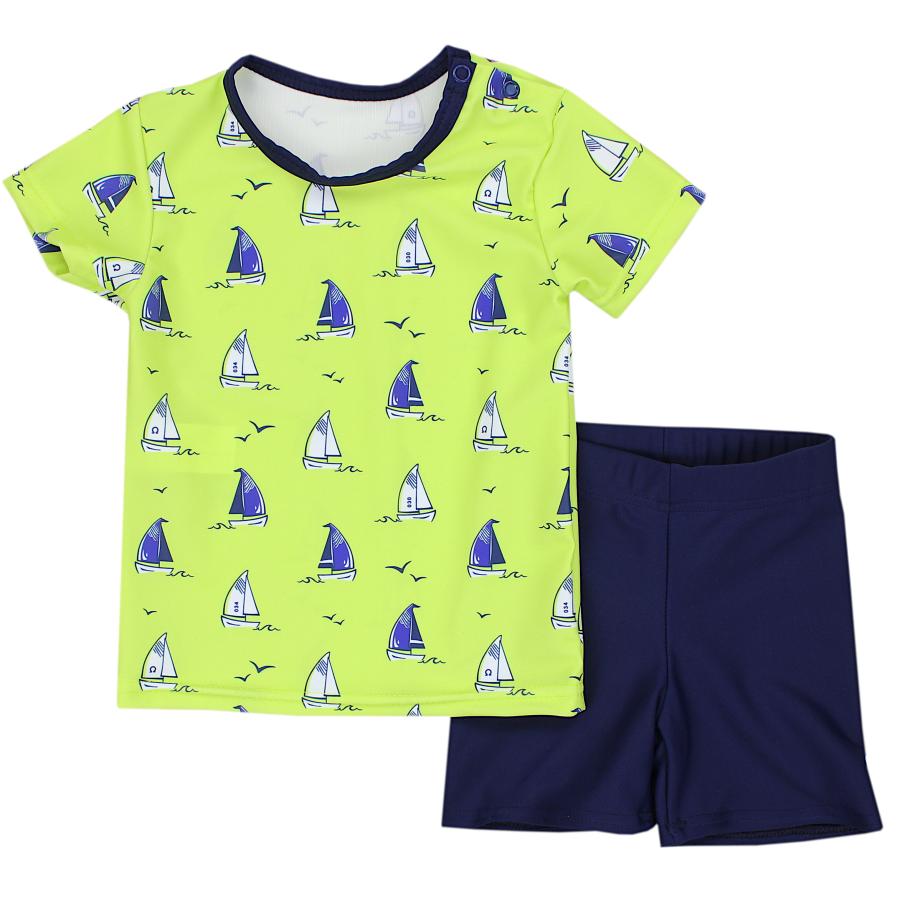 Aquarti Baby Jungen Bade-Set Zweiteiliger Badeanzug T-Shirt Badehose UV-Schutz